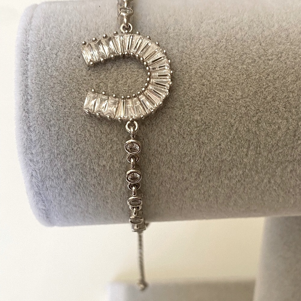 🐎 925 silver horseshoe tennis slider bracelet
